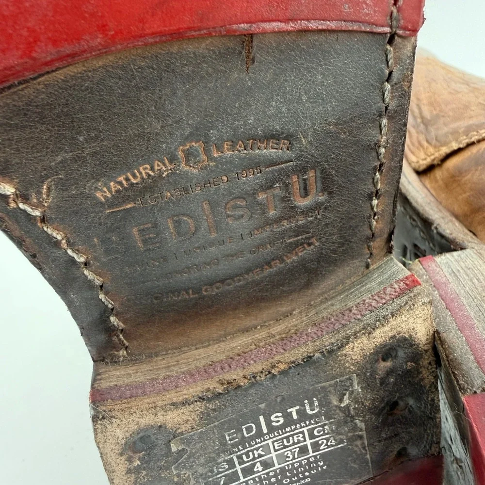 Bed‎ Stu Cobbler Series Distressed Riding Boots Womens 7 Brown Leather Tall